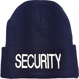 Security Beanie Fleece Lined Hat Warm Large Embroidery Winter Watch Cap Winter Security Uniform Hat