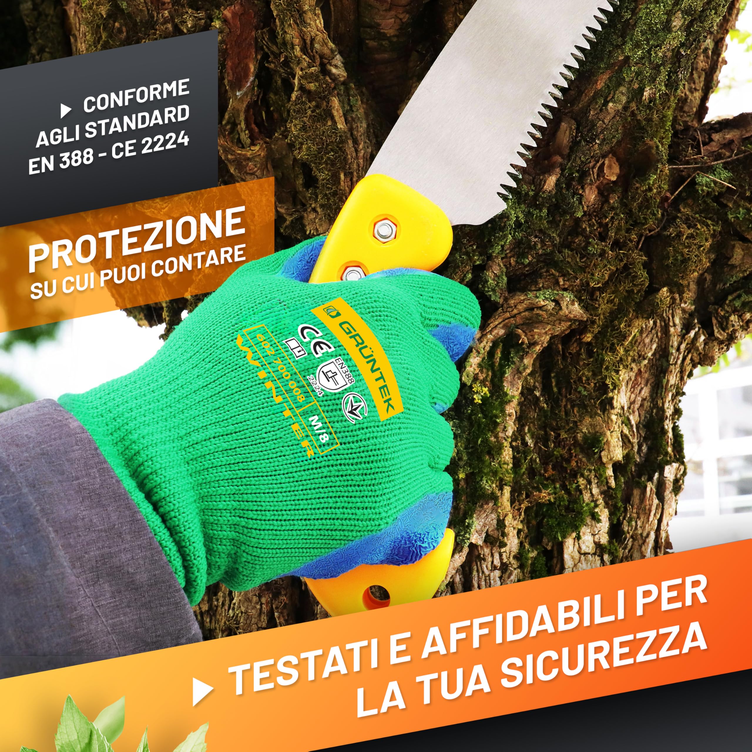 GRÜNTEK Guanti Giardinaggio Gioco Lavoro 4 Paia - Rivestiti in Latex. Senza BPA. Certificati EN420 / EN388 (Taglia 3) | Leroy Merlin