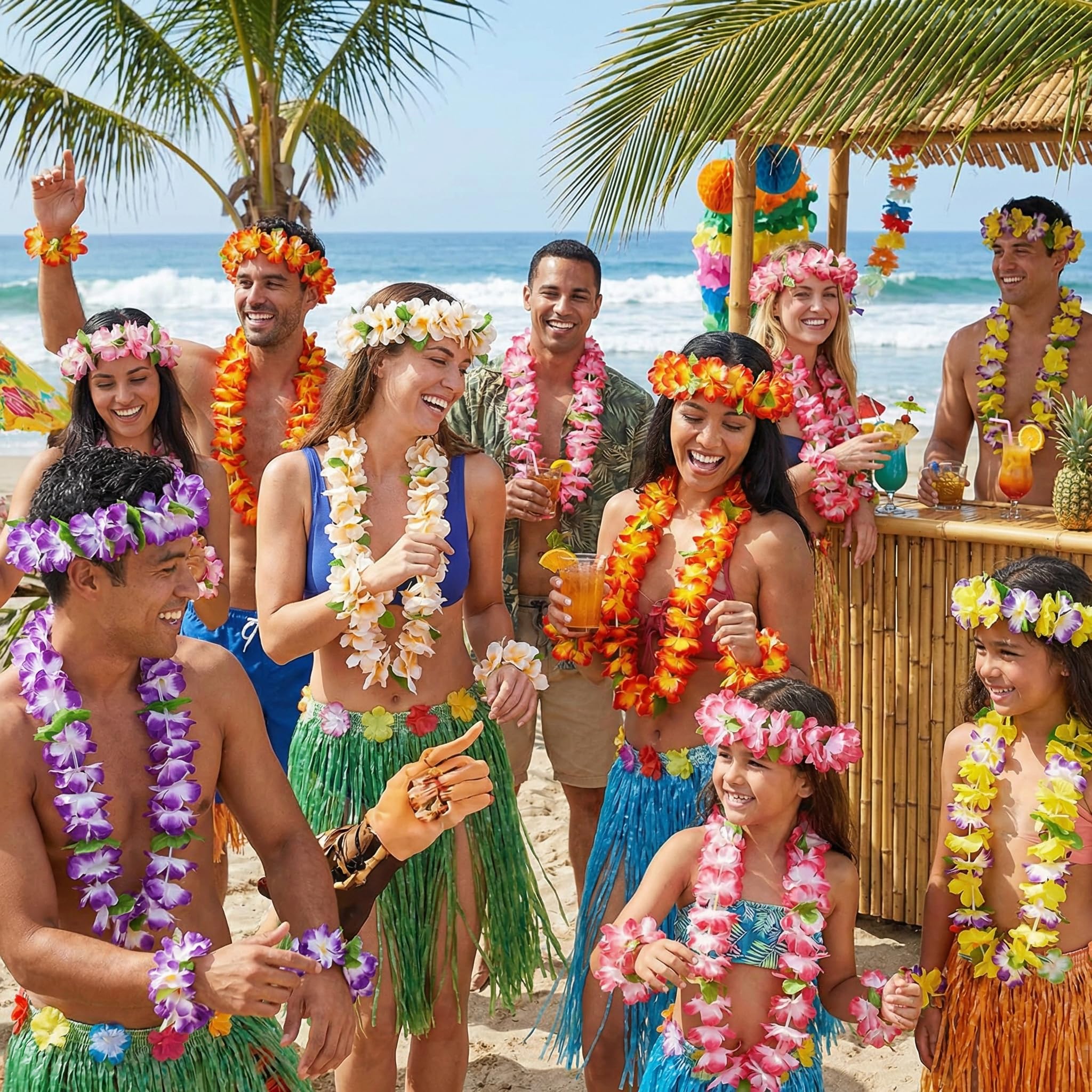 Tropical Luau Yellow Hula Flower Lei & headset Hawaiian Hula Supplies Flower Lei [Leilani Lei] – Halehawaiian main image 2