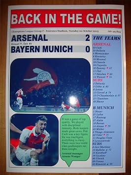 Arsenal 2 Bayern Munich 0 2015 Champions League Souvenir Print