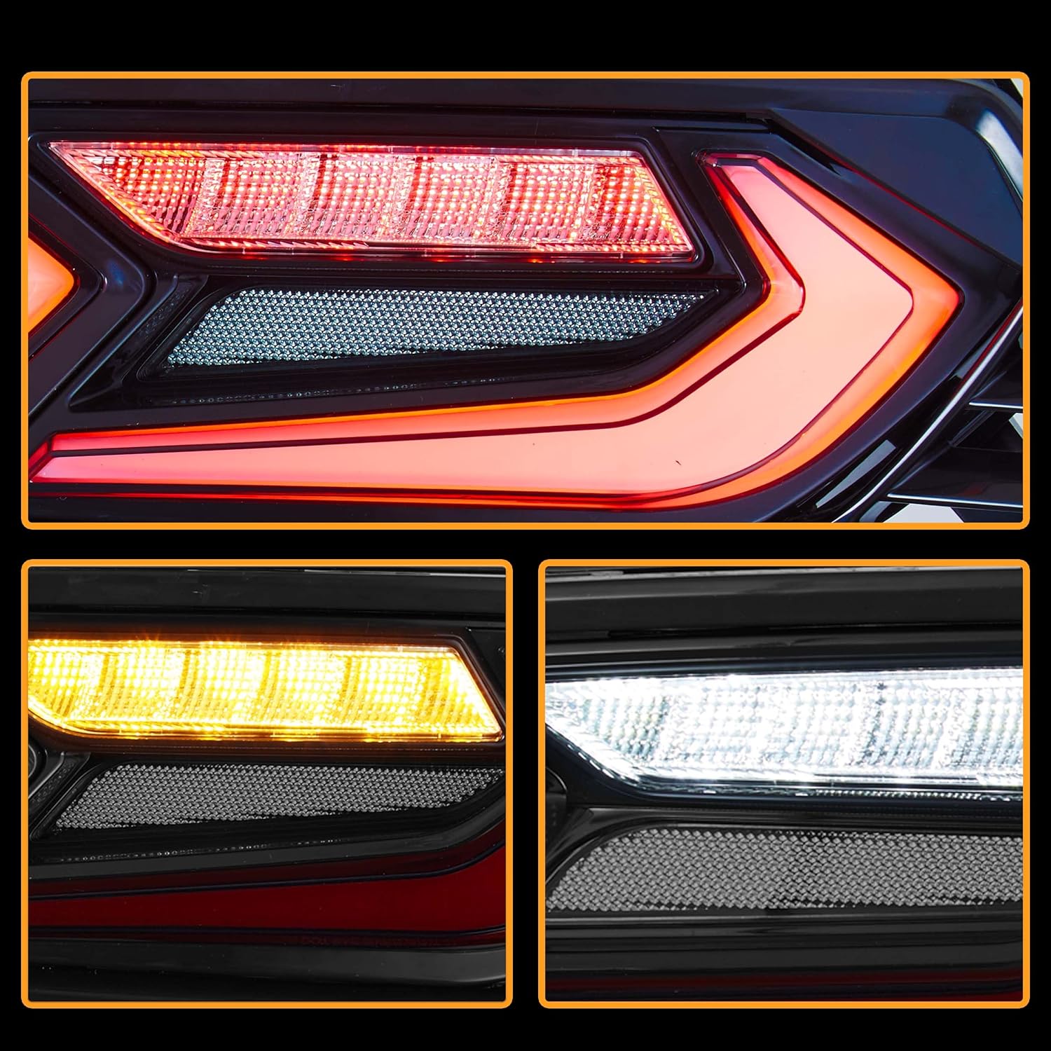 VLAND LED Tail Lights Compatible with Chevy Corvette C7 2014-2019, Rear Light with Startup Animation and Sequential Turn Signal, Smoked