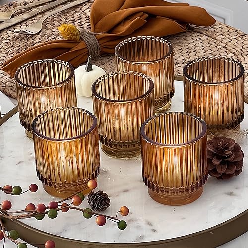 Kate Aspen Votive Candle Holders 6-Pack - Amber