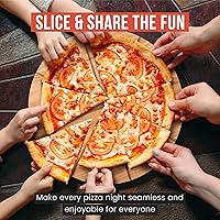 Vista 6 de Chef Pomodoro Juego de cuchilla basculante y tabla de cortar de pizza de 14 pulgadas - Cortador de pizza de acero inoxidable premium con tabla