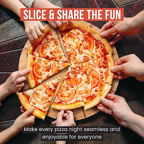 Miniatura 6 de Chef Pomodoro Juego de cuchilla basculante y tabla de cortar de pizza de 14 pulgadas - Cortador de pizza de acero inoxidable premium con tabla de