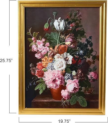 Vista 8 de Creative Co-Op Vintage Reproducción Floral Bodegón Impresión con Marco de Madera Sólida