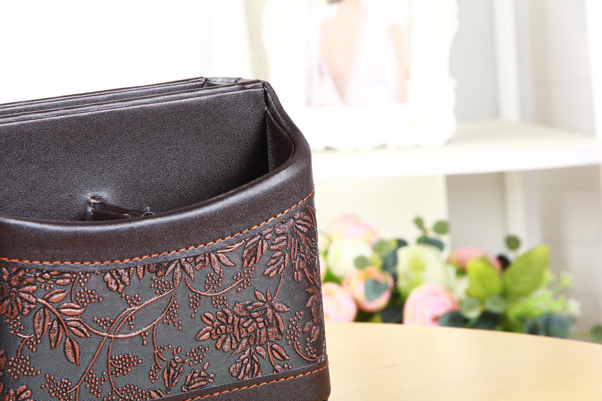 Organiseur de télécommande en cuir synthétique avec rotation à 360°, organiseur de bureau pour télécommande TV, téléphone, stylo, lunettes, courrier, tablette, calculatrice, contrôleur – Caddy
