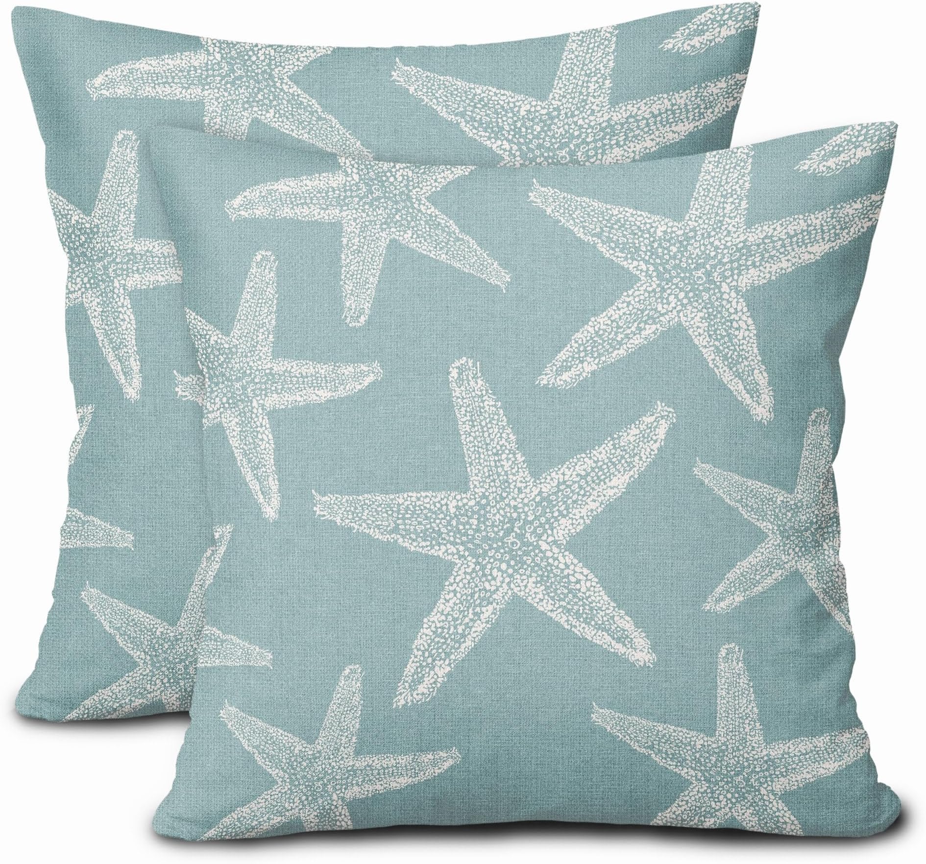 Kawani Seafoam Blue Starfish Ocean Pillow Covers 18X18 Inch Summer Nautical Coastal Beach Decorative Pillow Cases Set of 2 Cotton Linen Throw Pillows Seasonal Home Decor For Sofa Couch Cushion Outdoor