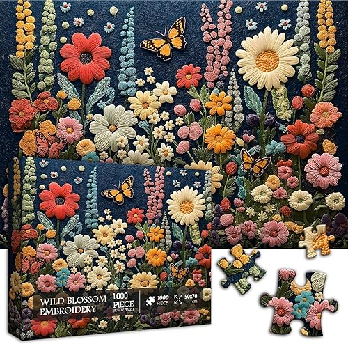Miniatura 2 de Rompecabezas de flores silvestres para adultos de 1000 piezas, diseño de flores, plantas, mariposas, arte temático, jardín de primavera,