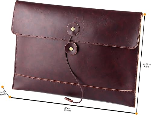 Miniatura 7 de hombres mujeres pu cuero multifunción oficina documentos bolsas A4 papel archivo bolsa sobre bolsa de conferencia, marrón, 13.8 "(L) x9.8" (H) x