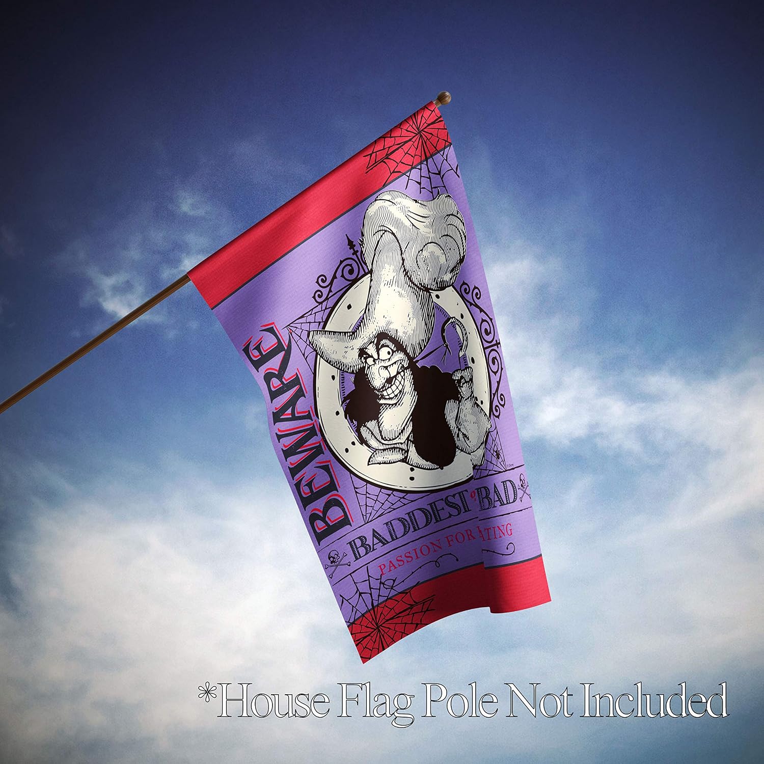 Flagology.com, Disney, Captain Hook, Captain Hook Baddest of The Bad, Halloween, Outdoor/Indoor, Exclusive Premium Fabric, Officially Licensed Disney (28" x 40")
