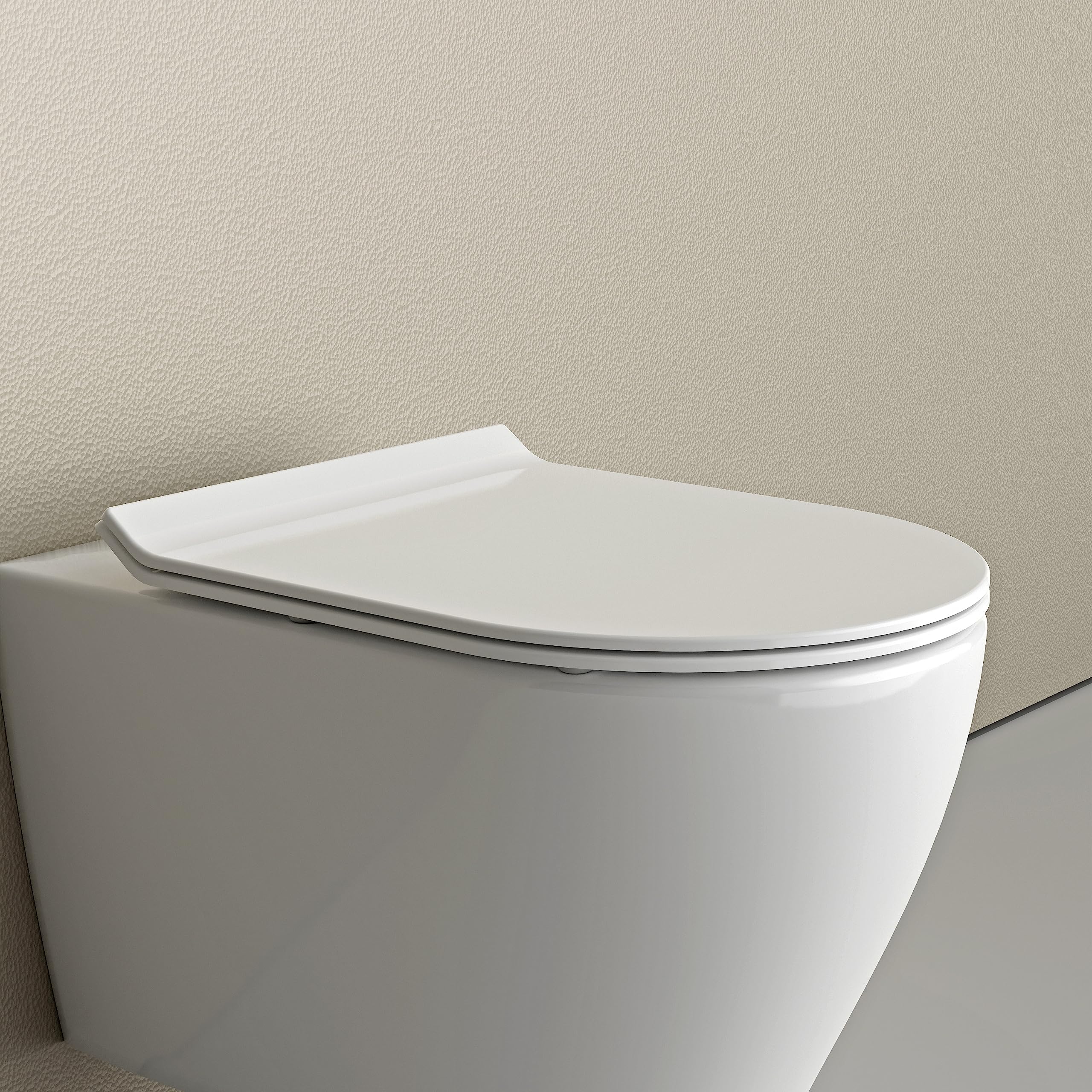 BERNSTEIN Abattant WC Plat Lunette toilettes fermeture amortie, Couvercle ovale dégagement rapide Blanc 46x36x5cm, Résistant chocs & rayures, Universel, Plastique Thermodurci Antibactérie - U2019