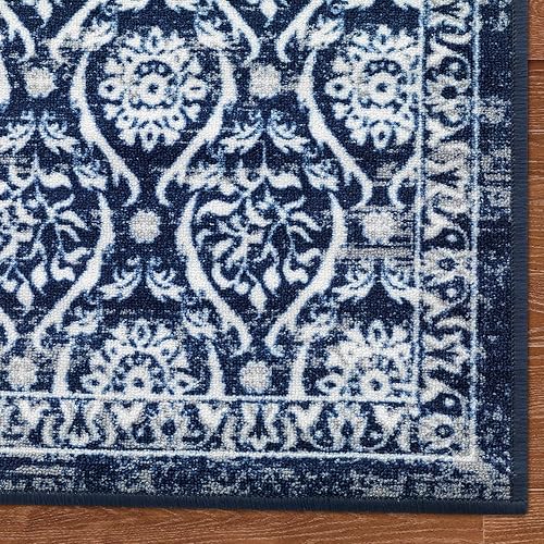 Antep Rugs Alfombras antideslizantes (antideslizante) 2 x 7 parte trasera de goma floral geométrica de bajo perfil para interiores (marrón, 2 x 7