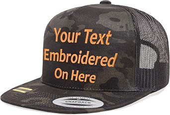 Custom Trucker Flatbill Hat YP 6006 Embroidered Your Text Snapback
