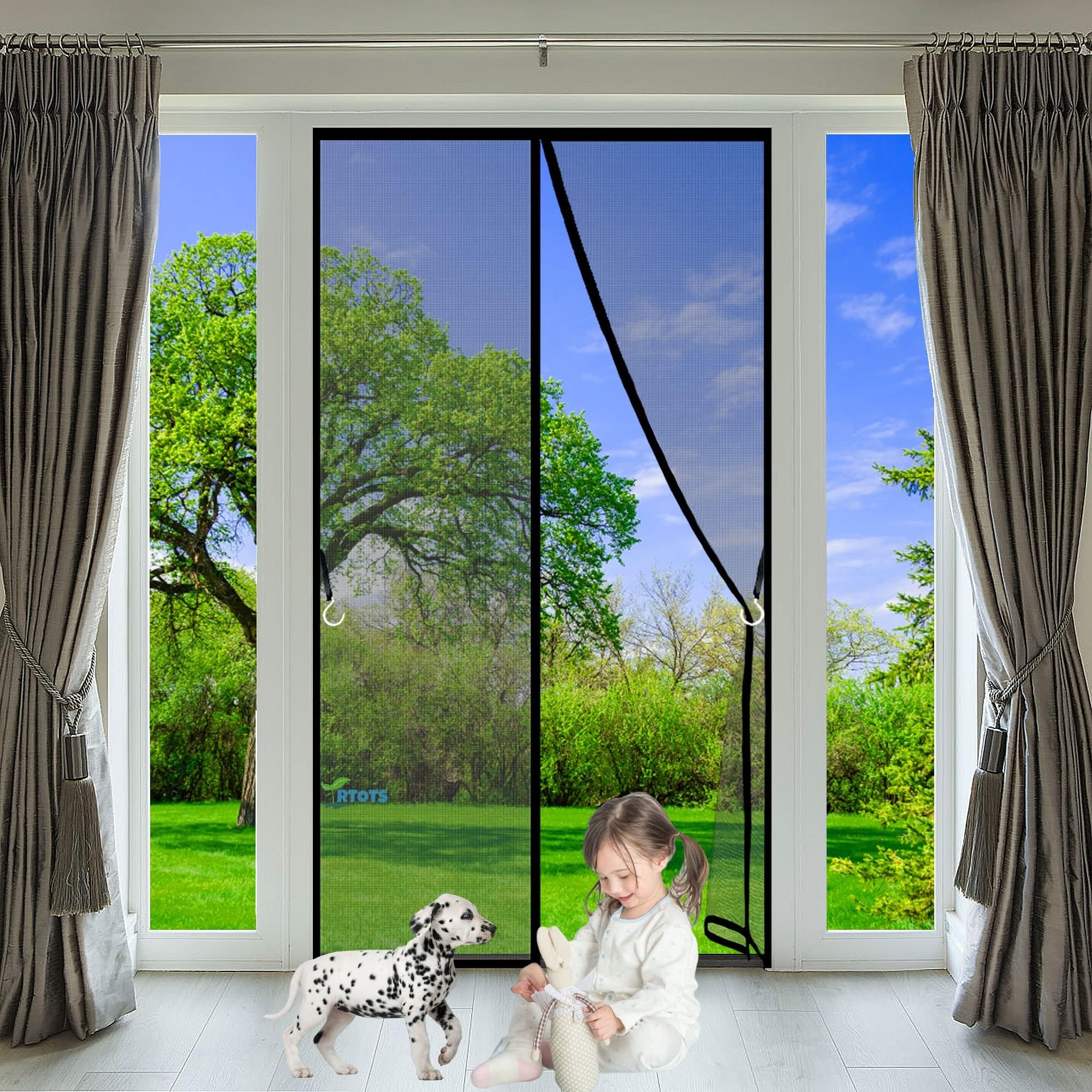 Magnetic Screen Door 100 x 240 cm for French Doors/Sliding Glass Doors/Patio Doors,Hands Free Instant Mesh Mosquito & Bug Net Curtain Black