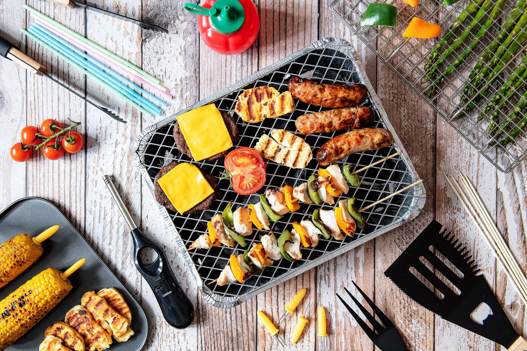 Chef Aid Barbecue a carbonella usa e getta, tempo di combustione extra lungo, ideale per picnic e ospitalità all'aperto