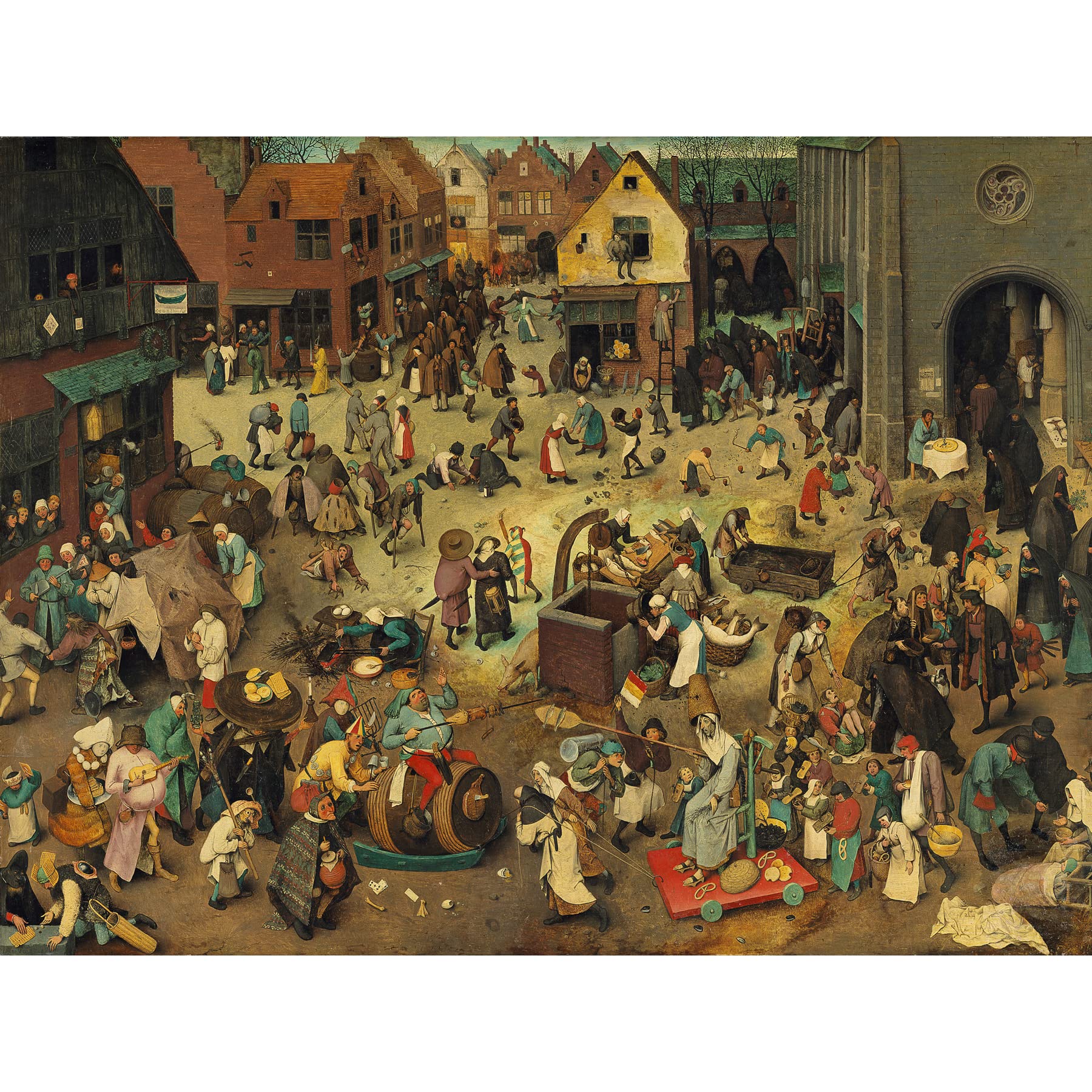 Artery8 Pieter Bruegel Fight Between Carnival Lent Painting Large XL Wall Art Canvas Print