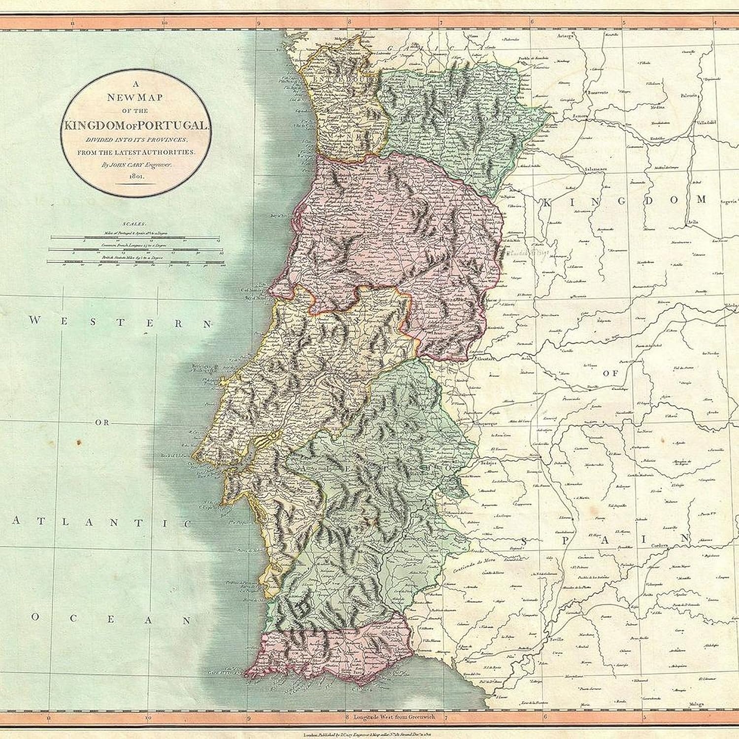 CafePress Vintage Map of Portugal (1801) 10" Wall Clock for Livingroom, Kitchen, or Office