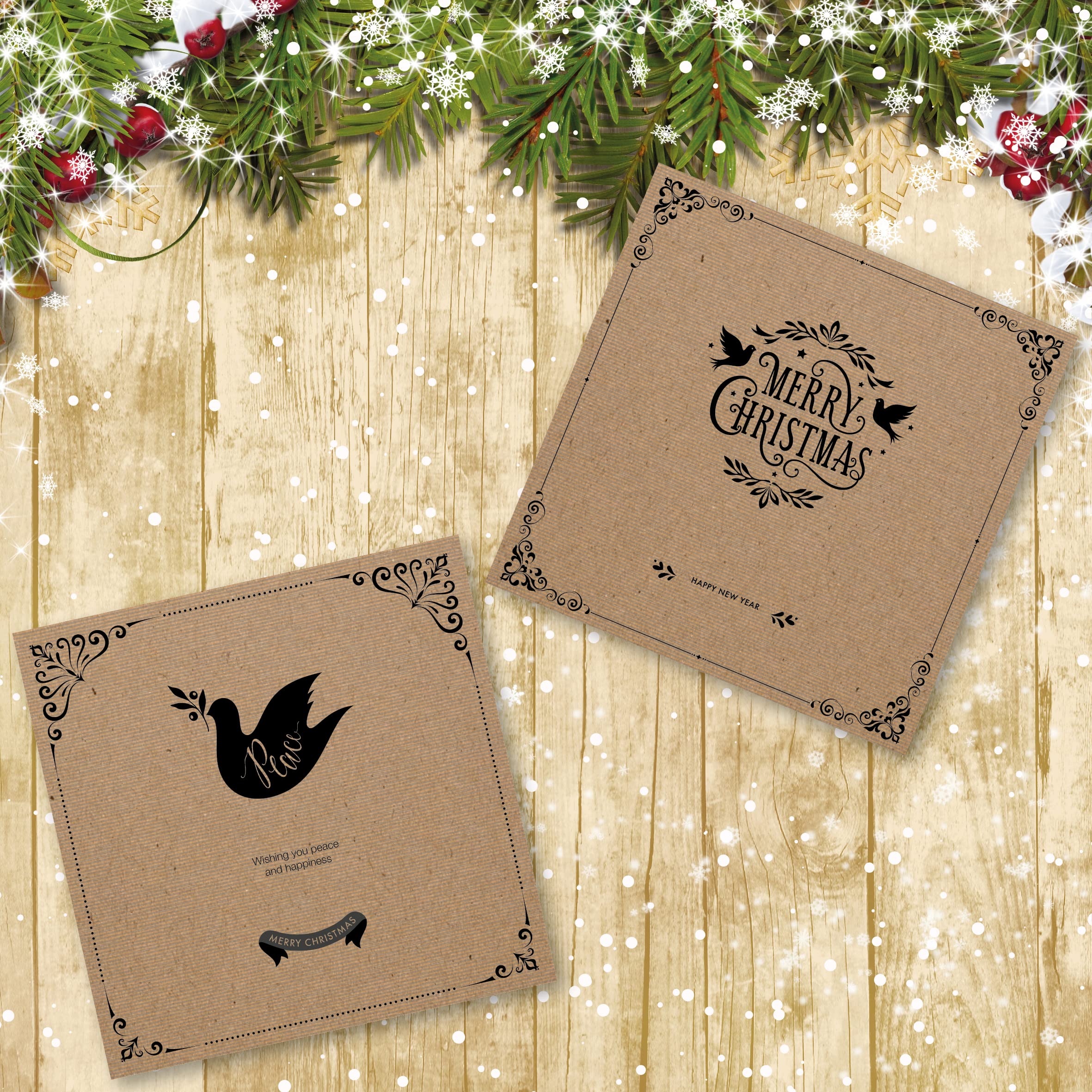 Noel Tatt Weihnachtskarten 10 Stück Mit Umschlägen – Hasen- Und Mond-Design, Für Wohltätige Zwecke