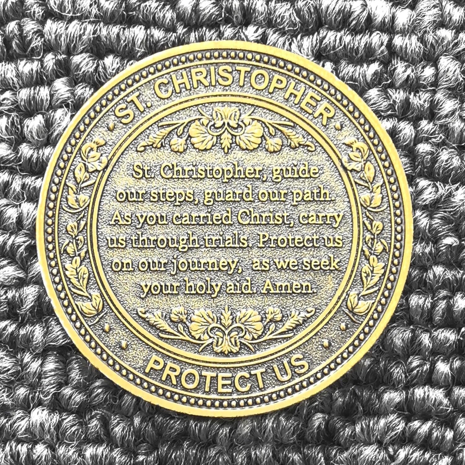 Saint Christopher Protect Us Challenge Coin for Travelers Family Gift Husband Gift