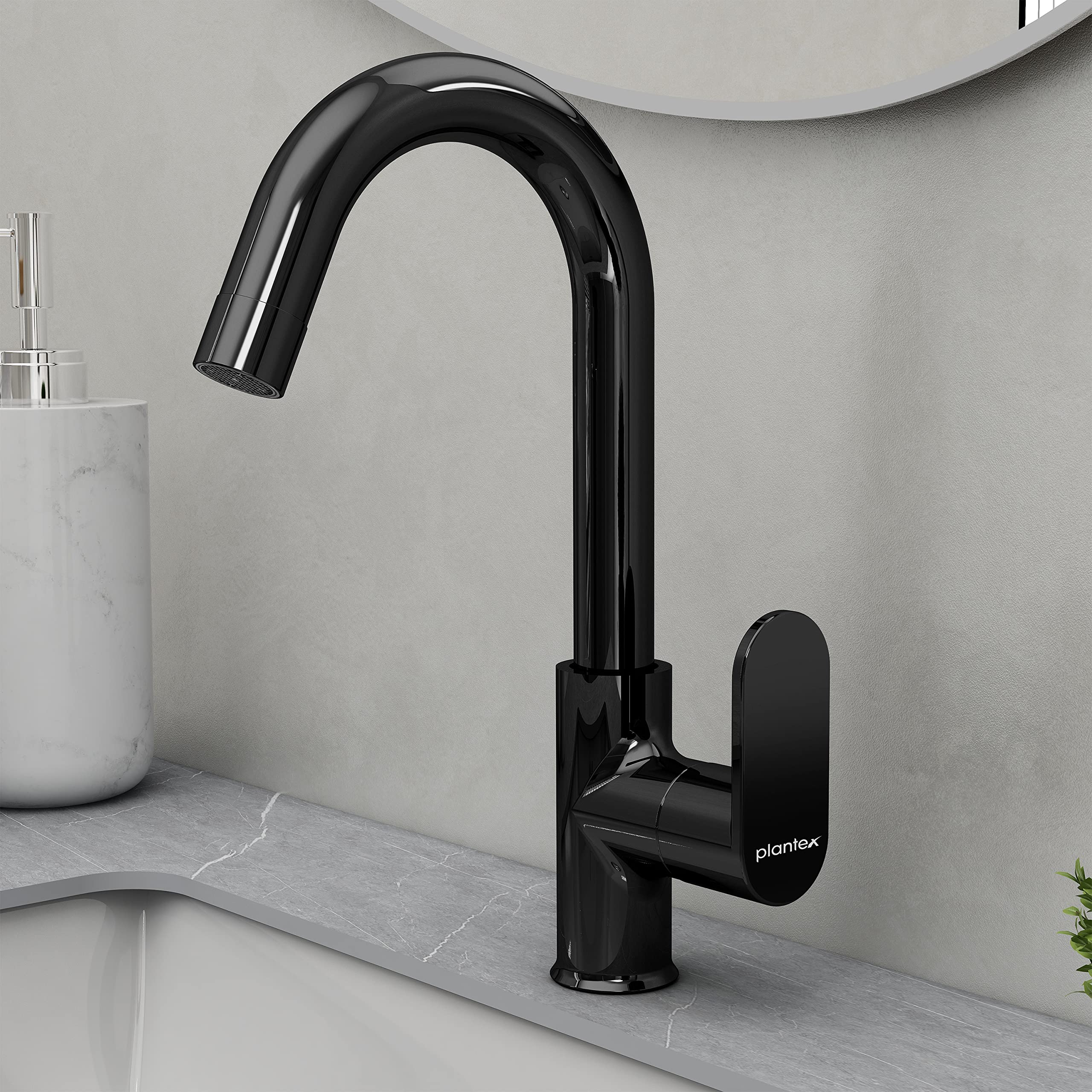 Plantex Pure Brass ORN-212 Kitchen Sink Cock (High Arch 360 Degree Swivel Spout)/ Bathroom Basin Tap with Teflon Tape (PVD Black Finish) (B0C61Y8DQ5) Amazon Price History, Amazon Price Tracker
