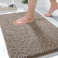 Vista 76 de Yimobra Tapetes de baño lavables, de chenilla súper suave y absorbente, para suelo y alfombra, de secado rápido, antideslizante, para bañera y Beige