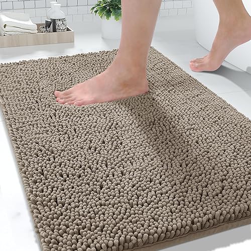 Miniatura 81 de Yimobra Alfombras lavables para baño, alfombra de baño de chenilla súper suave y absorbente para piso y alfombra, alfombra antideslizante de secado