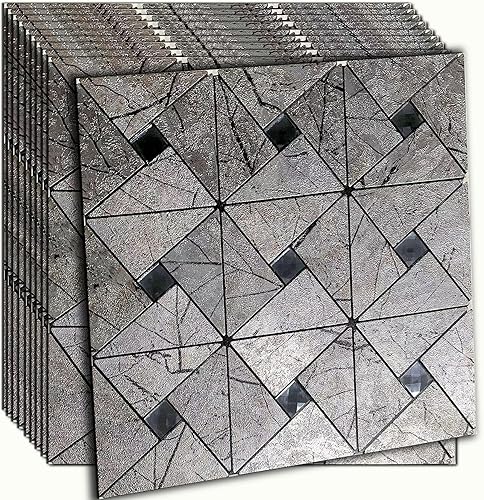 XUANINY 10 hojas de azulejos de metal autoadhesivos, triangulares, multicolor, mosaico de aluminio 3D para decoración de sala de estar y dormitorio