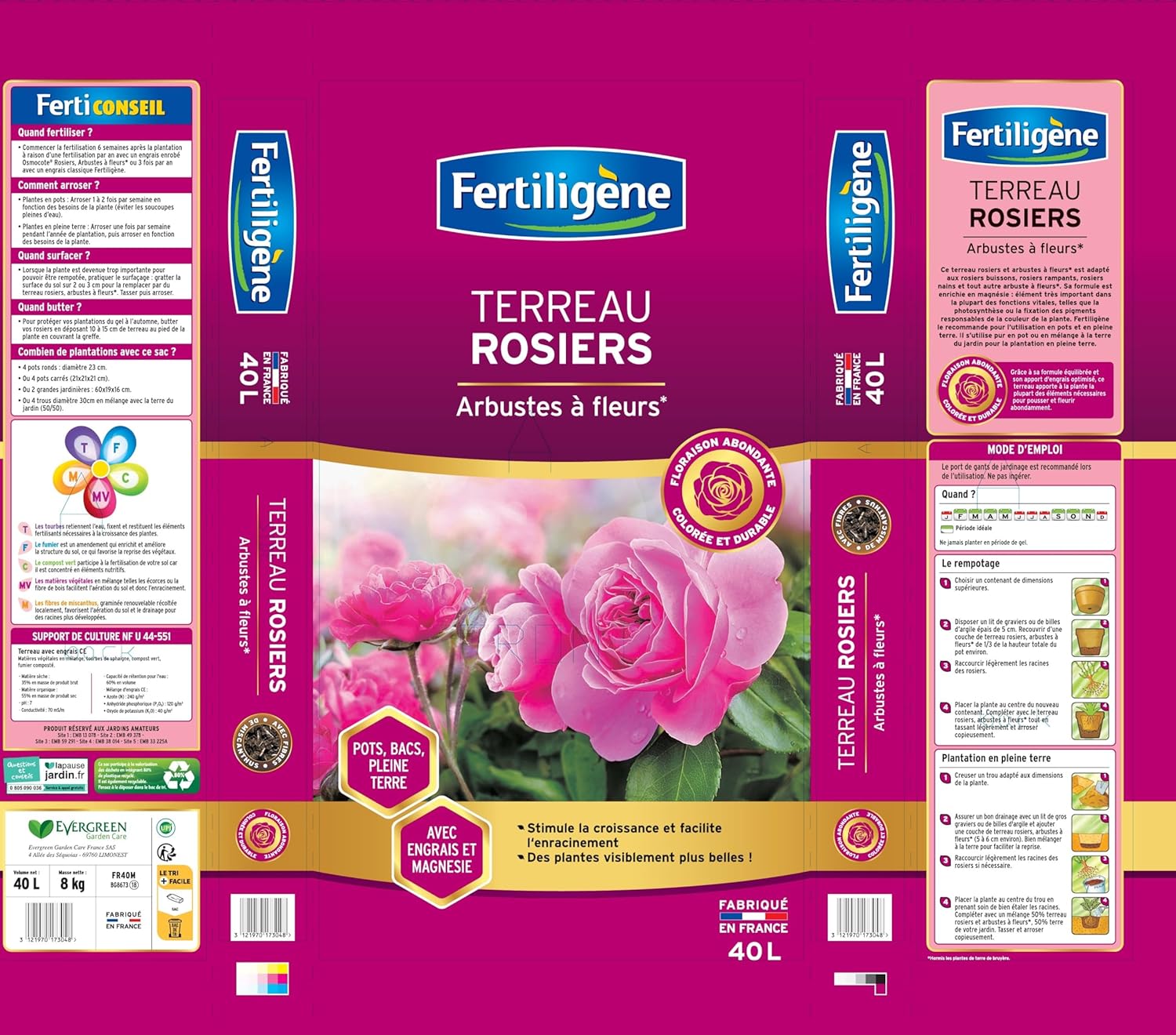 Evergreen Scientific Fertiligen Terreau Rosiers – Arbre A Fleur 40L FR40M