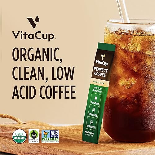 Miniatura 7 de VitaCup Paquete de café perfecto de bajo ácido, puro y suave USDA orgánico y de comercio justo, libre de micotoxinas, tostado oscuro  16 cápsulas de