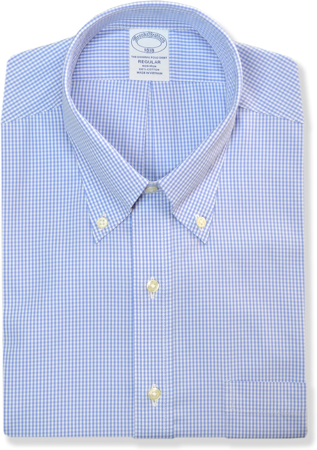 Brooks Brothers Regular Fit Cotton Mini Gingham Pocket Dress Shirt,