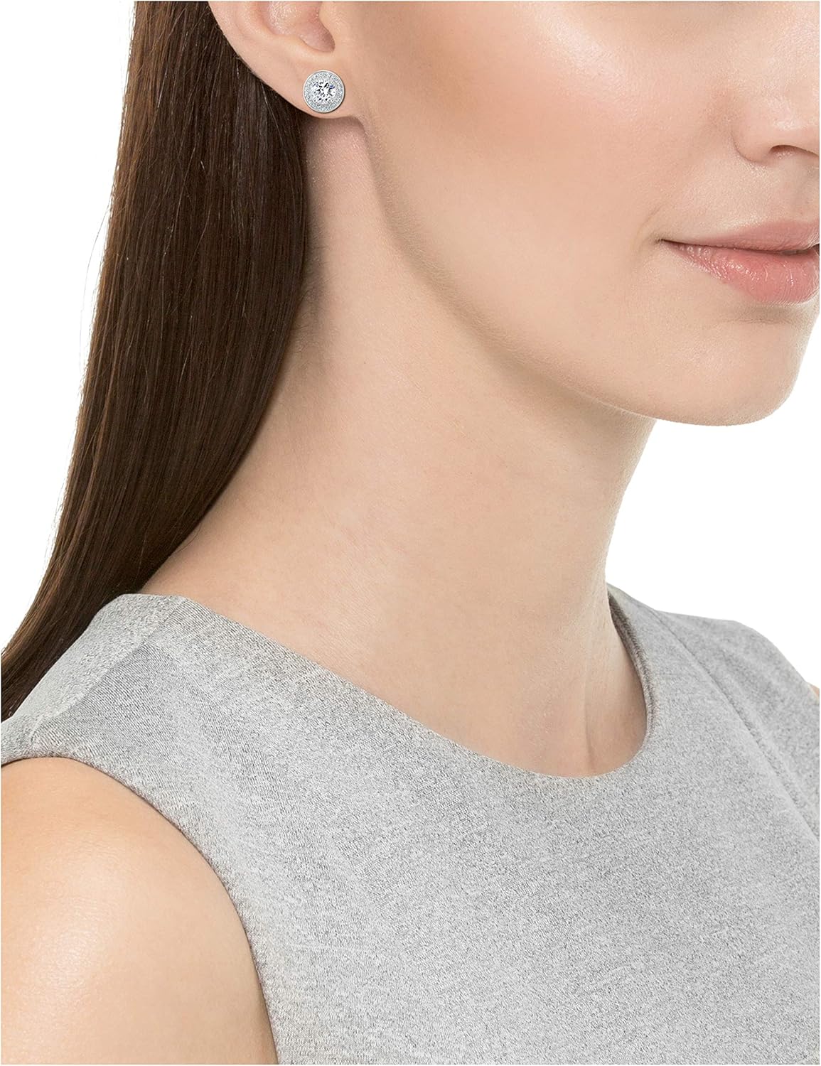 Vista 4 de Tienda Essentials Cubic Zirconia Classic Halo Stud Earrings in Sterling Silver