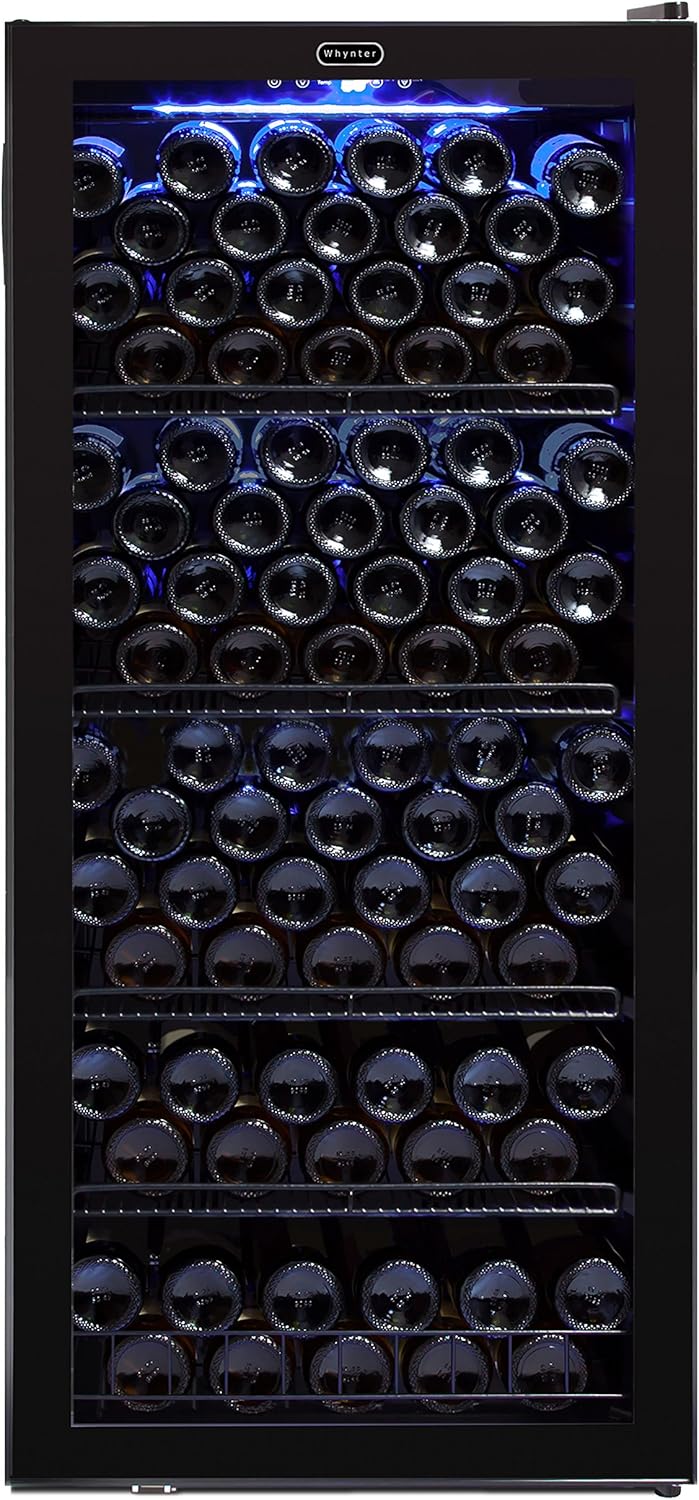 Whynter FWC-1201BB 120 Bottle Freestanding Wine Cabinet Refrigerator, Black