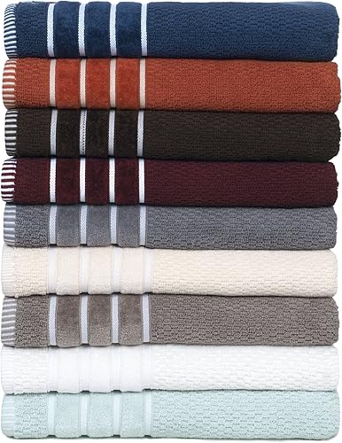 Miniatura 4 de Juego de toallas de algodón de lujo, tejido de arroz, 100% algodón egipcio, juego de 6 piezas con 2 toallas de baño, 2 toallas de mano y 2 toallas