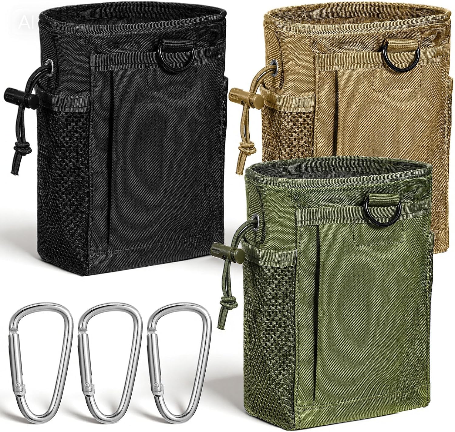 3 Pack Colored Dump Pouch, Magazine Recovery Pouch Drastring Ammo Bag Belt Utility Fanny, Adjustable Utility Belt Fanny Hip Bag for Men Women Outdoor Sport Traveling Use