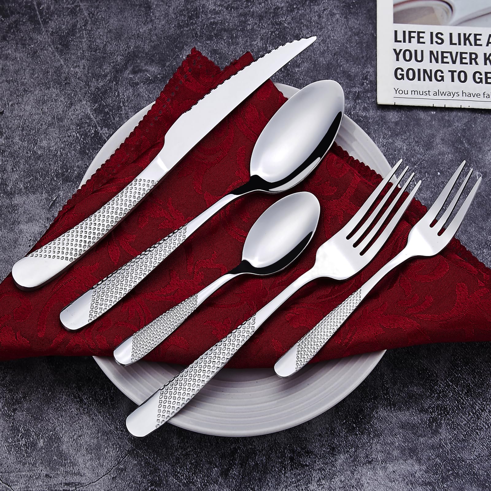 Set di 36 Cucchiaini da caffè, 15 cm (5,91 pollici), Joeczo Set di cucchiaini in acciaio inossidabile per Caffè/Tè/Dessert, Lavabile in lavastoviglie, Manici con motivo stella e diamante