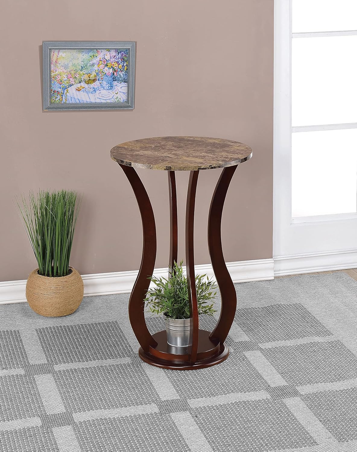 Coaster Home Furnishings Round Marble Top Plant Stand Brown : Home & Kitchen