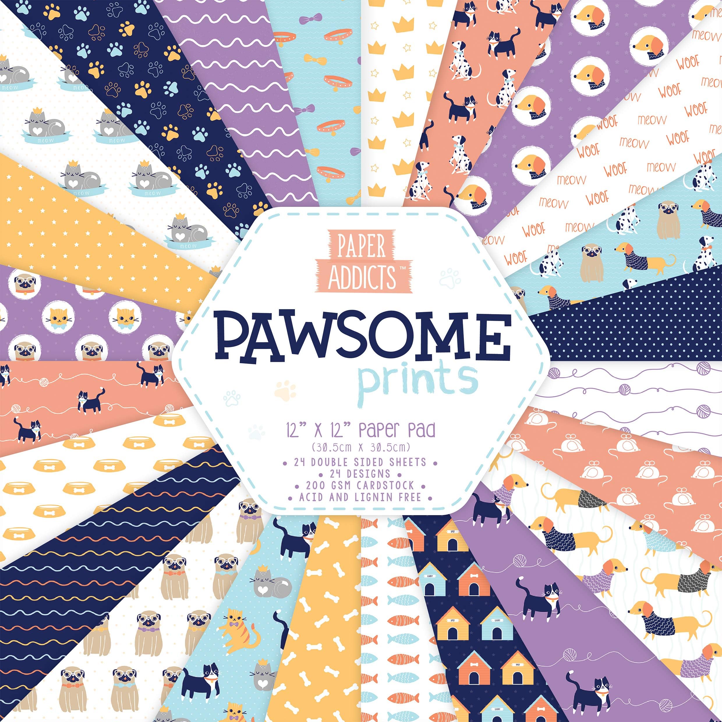 Paper Addicts Pawsome Prints Paper Pad 12" x 12"