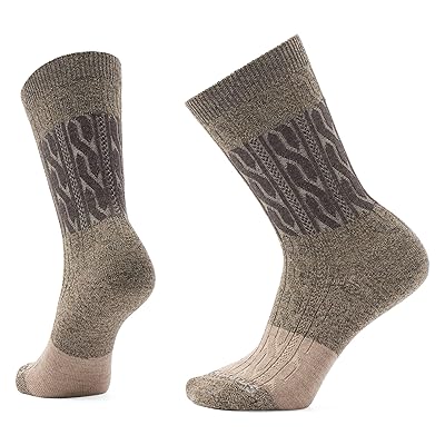 Smartwool Everyday Color Block Cable Crew Socks Knee High Socks Shoes Military Olive Fossil