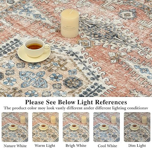 Miniatura 7 de Valenrug Alfombra lavable de 4 x 6 pies, colección verde, alfombra antideslizante y resistente a las manchas, para sala de estar, dormitorio antiguo