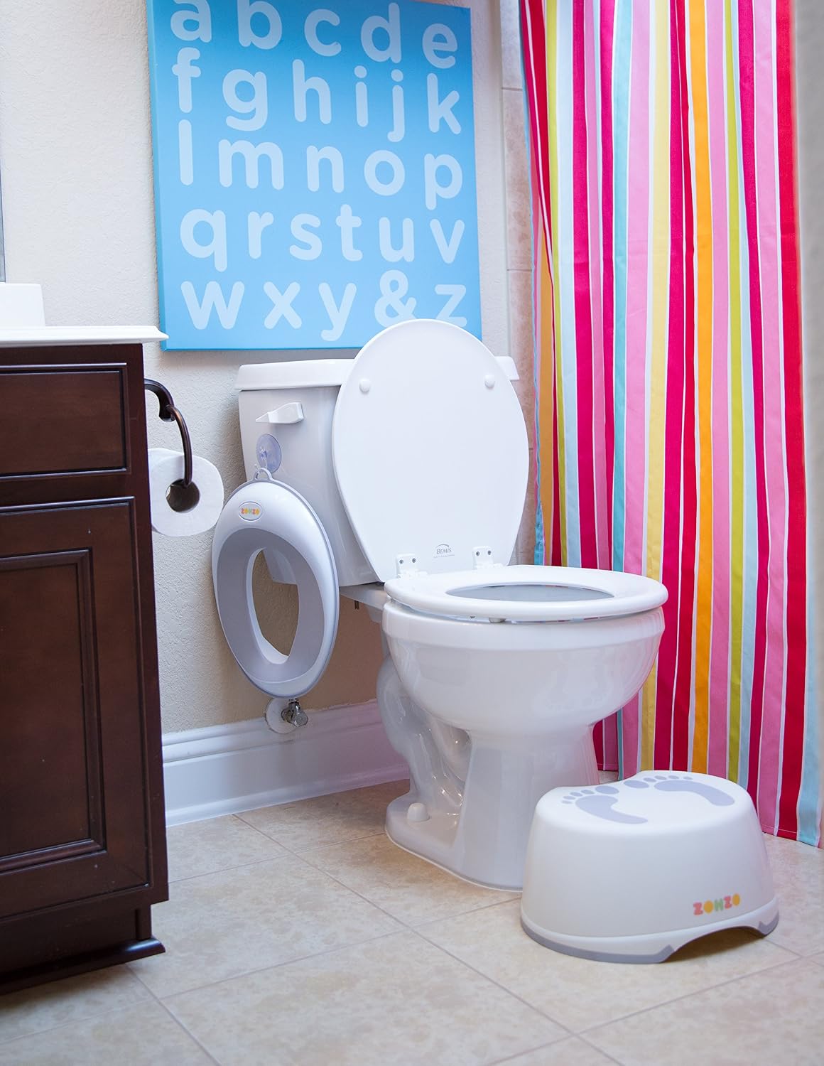 Potty Training Seat by Zohzo– Universal Design That Fits Most Toilet Types – Soft, Padded, Non Slip Surface – for Babies & Toddlers, Boys & Girls – Storage Suction Cup & Hook Included