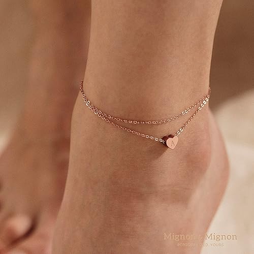 Miniatura 8 de Layered Anklet with Dainty Charm Personalized Initial Engraved Ankle Bracelet for Women Custom Mother's Day Gift for Her Minimalist Jewelry Unique
