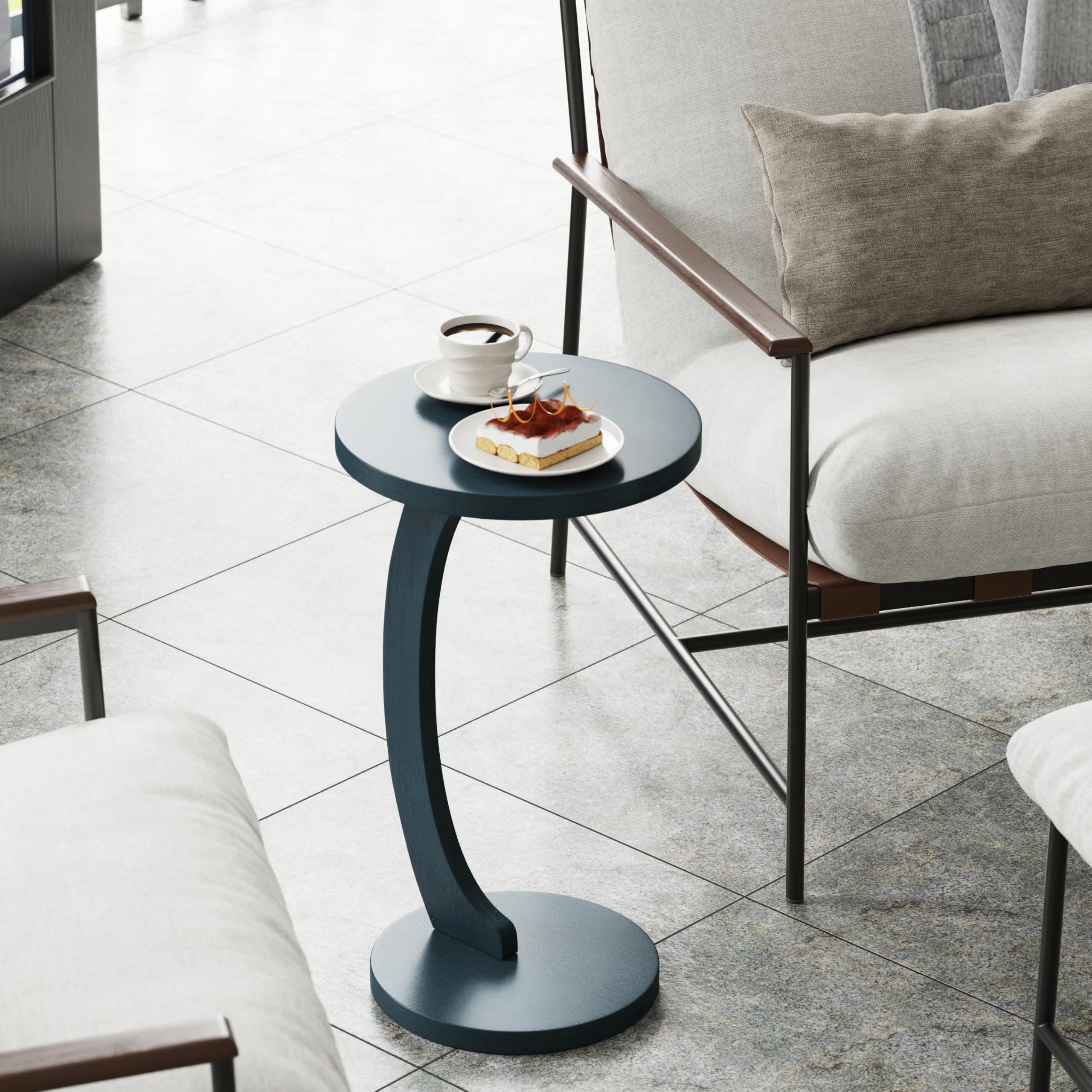 Amazon.com: COZAYH C Shaped Round End Table for Couch Small Place, Space  Saver Side Table for Sofa, Living Room, Bedside Area, Coffee and Eating  Snack Tray, Dark Blue : Home & Kitchen