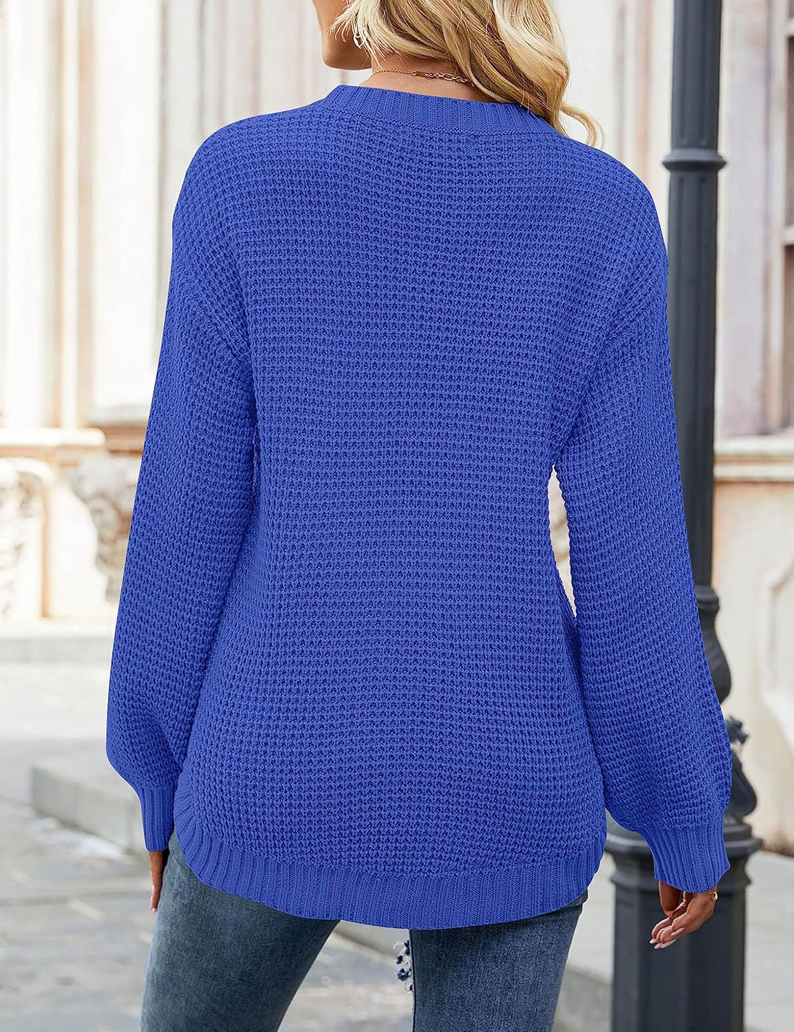 MEROKEETY Women's Winter Fall Long Sleeve Tunic Sweaters 2026 Casual Trendy Crew Neck Waffle Knit Pullover Tops Jumper - Image 3