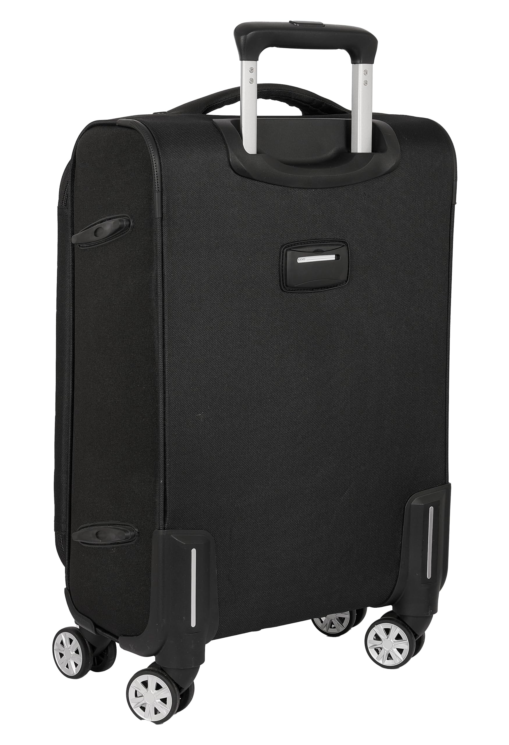 Real Madrid Premium - Trolley Cabina Blanda 20 Pulgadas, Maleta con Ruedas, Candado de Seguridad, Maleta Ligera, 35x20x51 cm, Color Negro