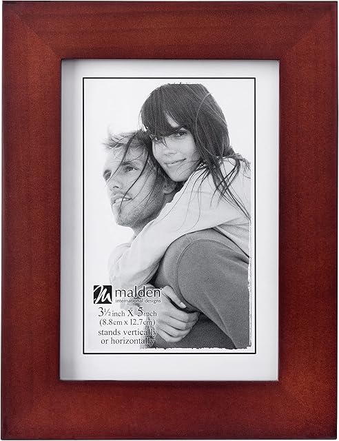 Malden 3.5x5 Picture Frame - Wide Real Wood Molding, Real Glass - Dark Walnut