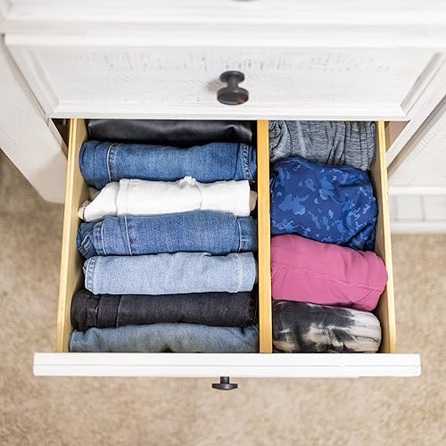 Miniatura 6 de Fabsome Paquete de 6 separadores de cajones, organizadores de bambú para ropa, calcetines, ropa interior, ropa de bebé, separadores de madera para