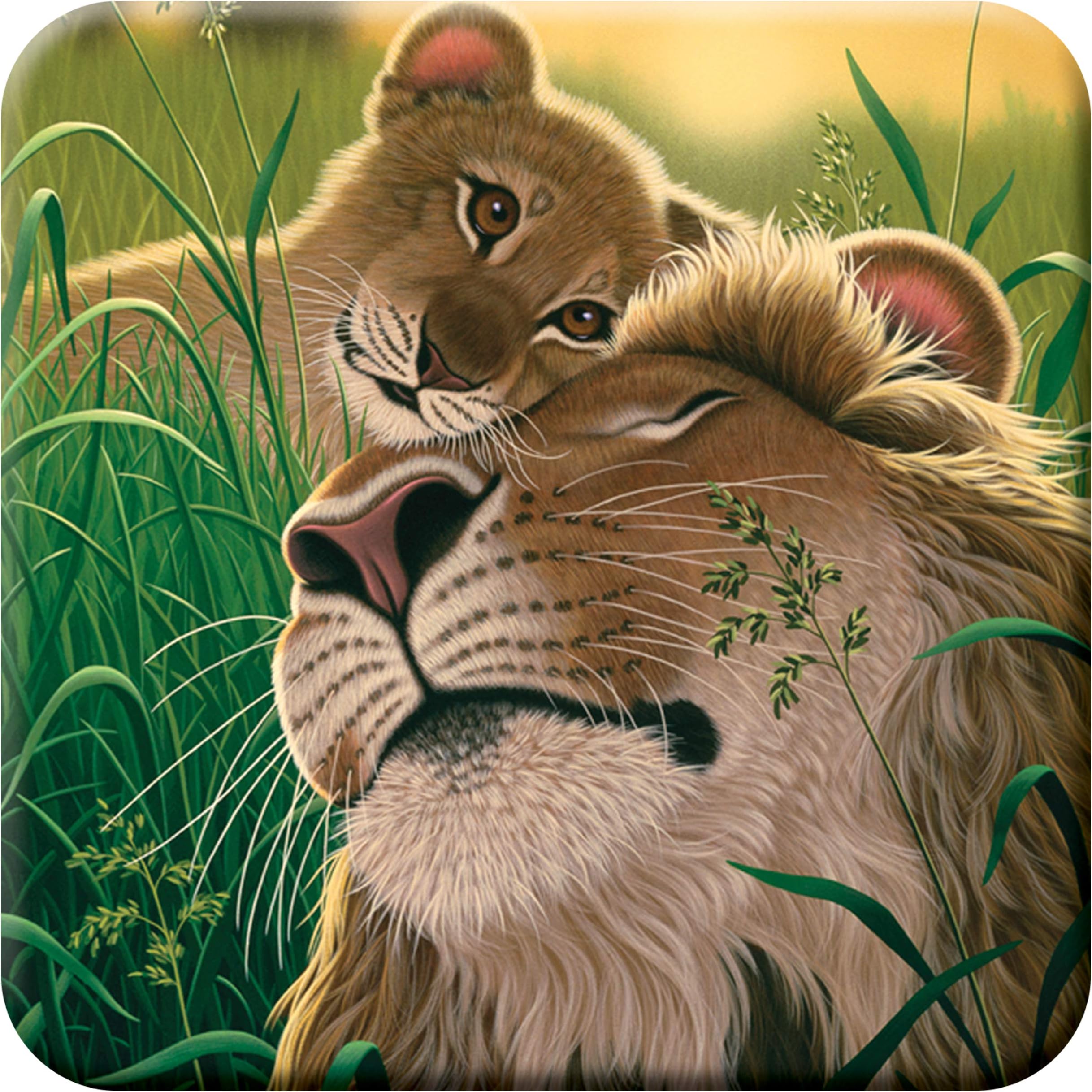 Cork Coaster - A Father's Love from Deluxebase. Drinks Coaster with Lenticular 3D Animal Image. Non-Slip Protective Table Drink Mat for Home Decor and Decorative Accessories.