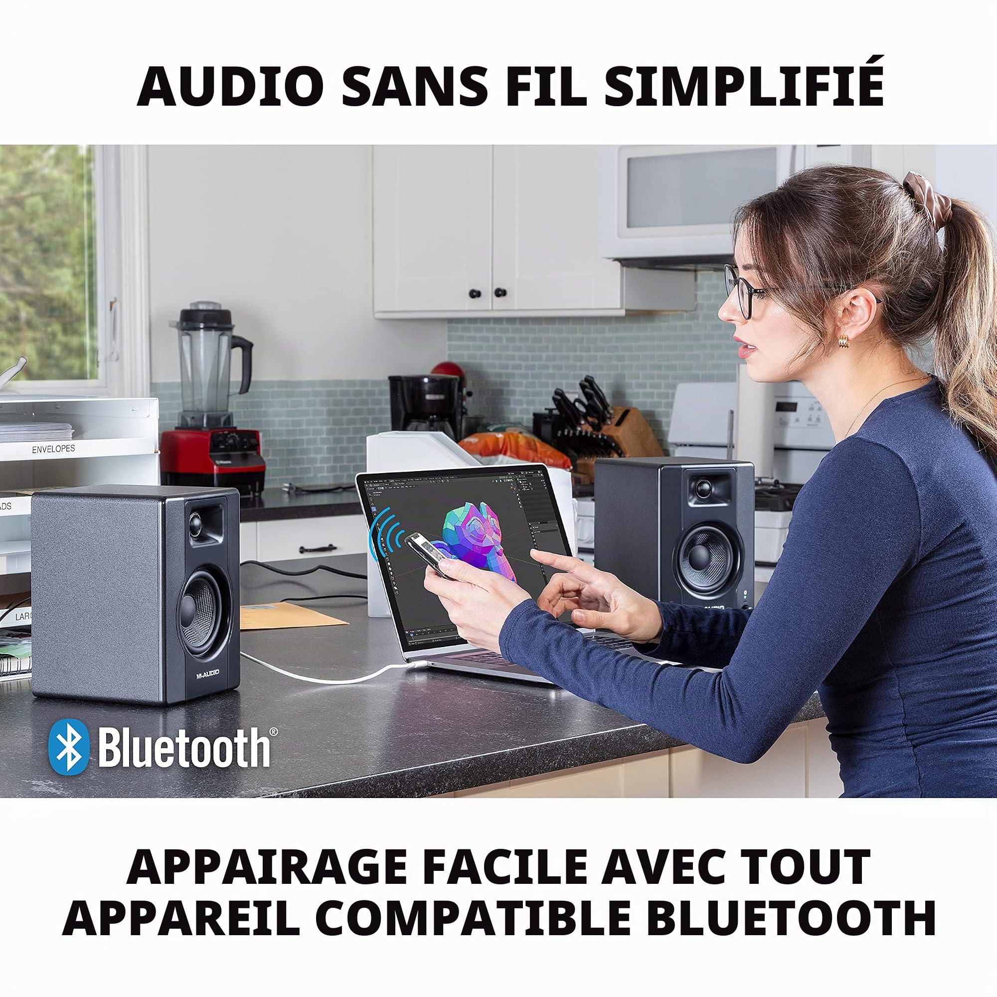 M-AUDIO Pack Paire de Moniteurs de Studio Bluetooth BX3 avec Interface Audio Double XLR pour Enregistrement Studio, Production Musicale, Podcasting, Streaming