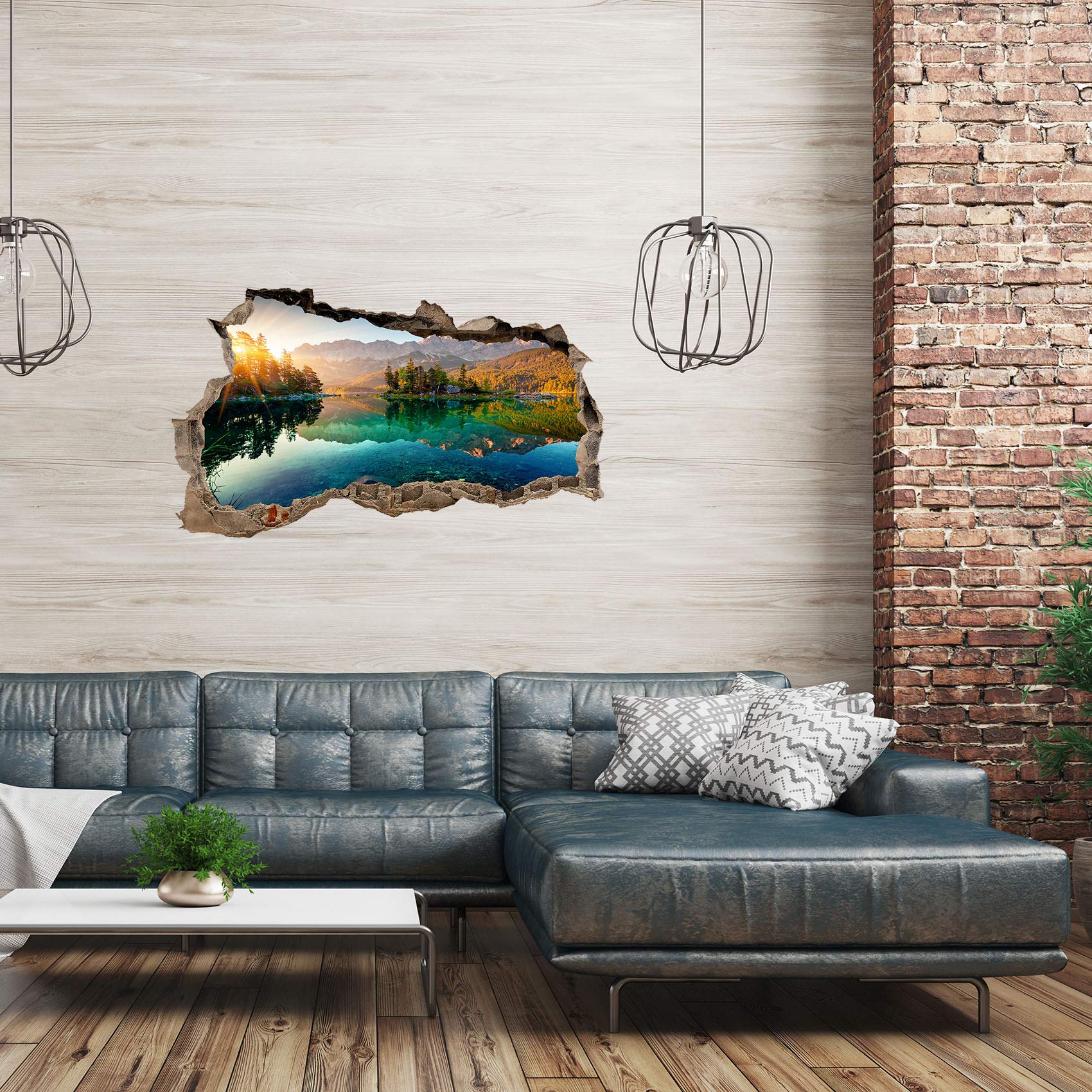 Sticker mural, 3D, pour chambre à coucher ou salon, motif de villes et paysage, h x l : 60 x 100 cm, (WL59 pointe du train)
