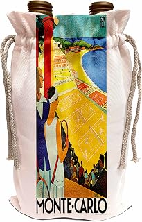 3dRose Wine Bag - Vintage Monte Carlo Vacation Travel Poster BLN Vintage Travel Posters